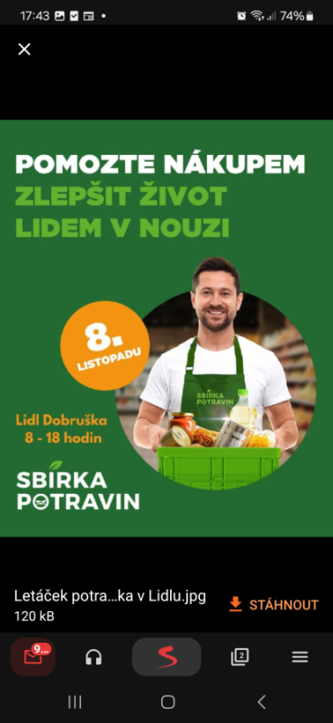 Potravinová sbírka v Lidlu 8.11.2025