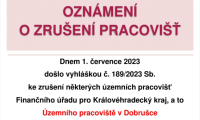Zrušení pracoviště v Dobrušce