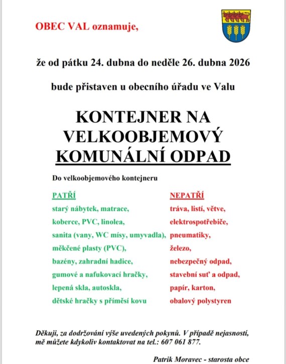 Velkoobjemový komunální odpad - Val