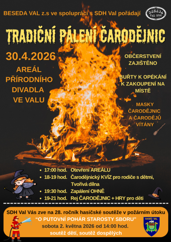 Pálení čarodějnic v Přírodním divadle Val