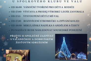 SLAVNOSTNÍ ROZSVÍCENÍ VÁNOČNÍHO STROMEČKU A ZPÍVÁNÍ VÁNOČNÍCH KOLED