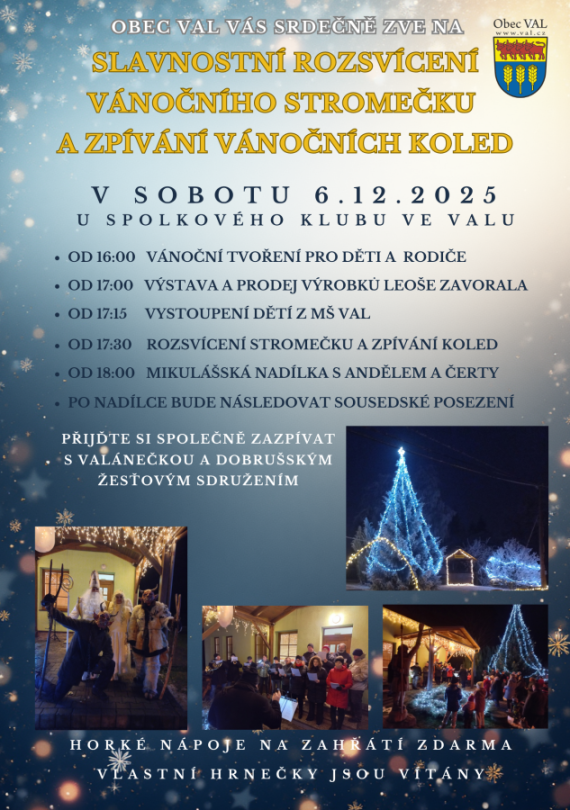 SLAVNOSTNÍ ROZSVÍCENÍ VÁNOČNÍHO STROMEČKU A ZPÍVÁNÍ VÁNOČNÍCH KOLED