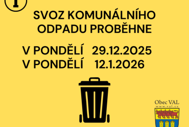 INFORMACE ke svozu komunálního odpadu na konci roku 2025